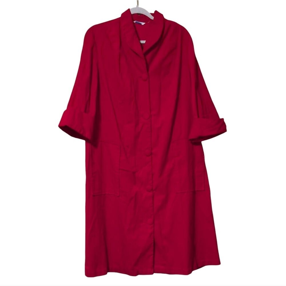 Vintage Charmode Sears Roebuck red corduroy kaftan jumper housedress robe FLAW
